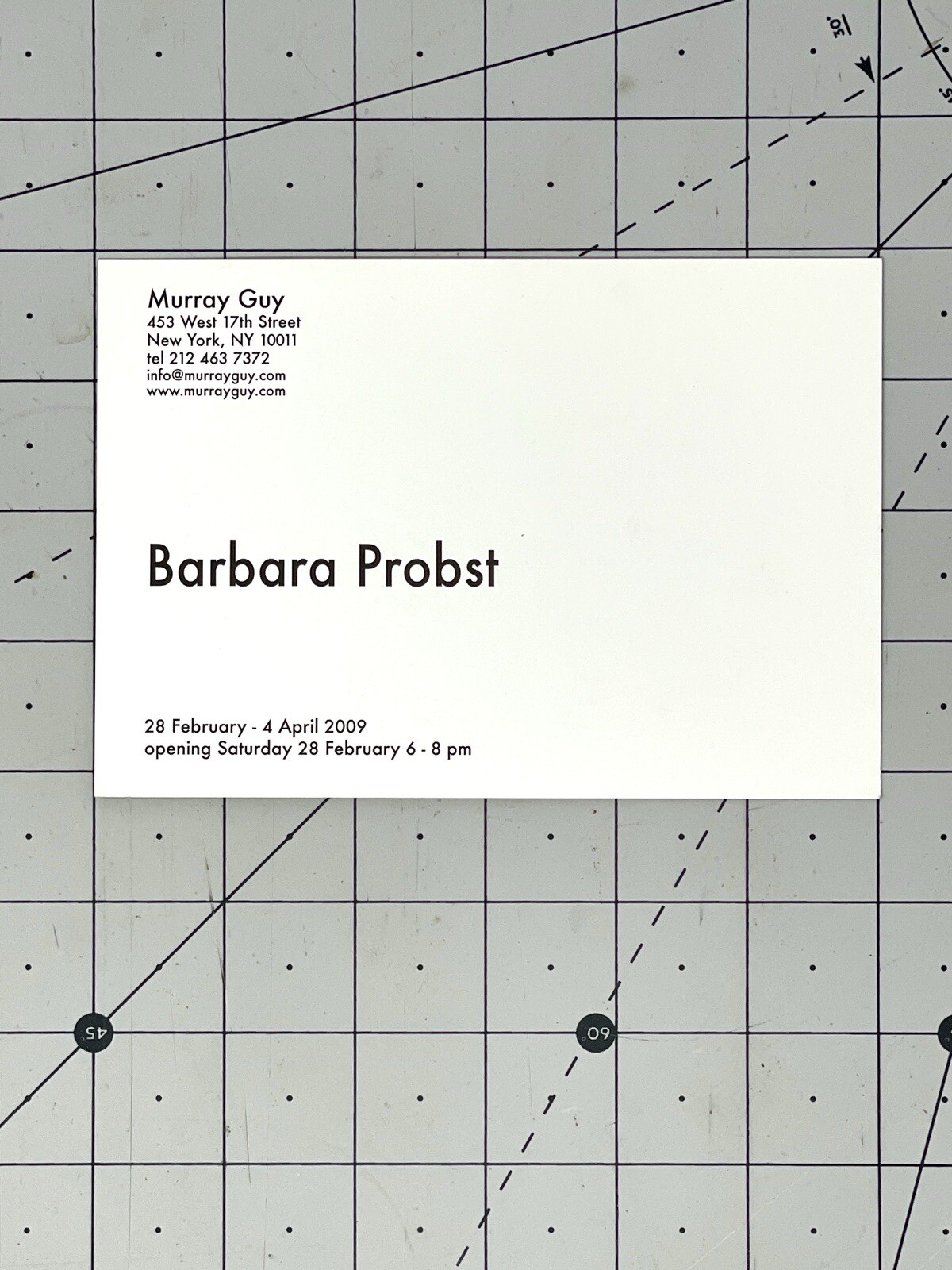 Barbara Probst (b. 1964) Art Show Announcement Card 2009 Murray Guy Gallery NYC