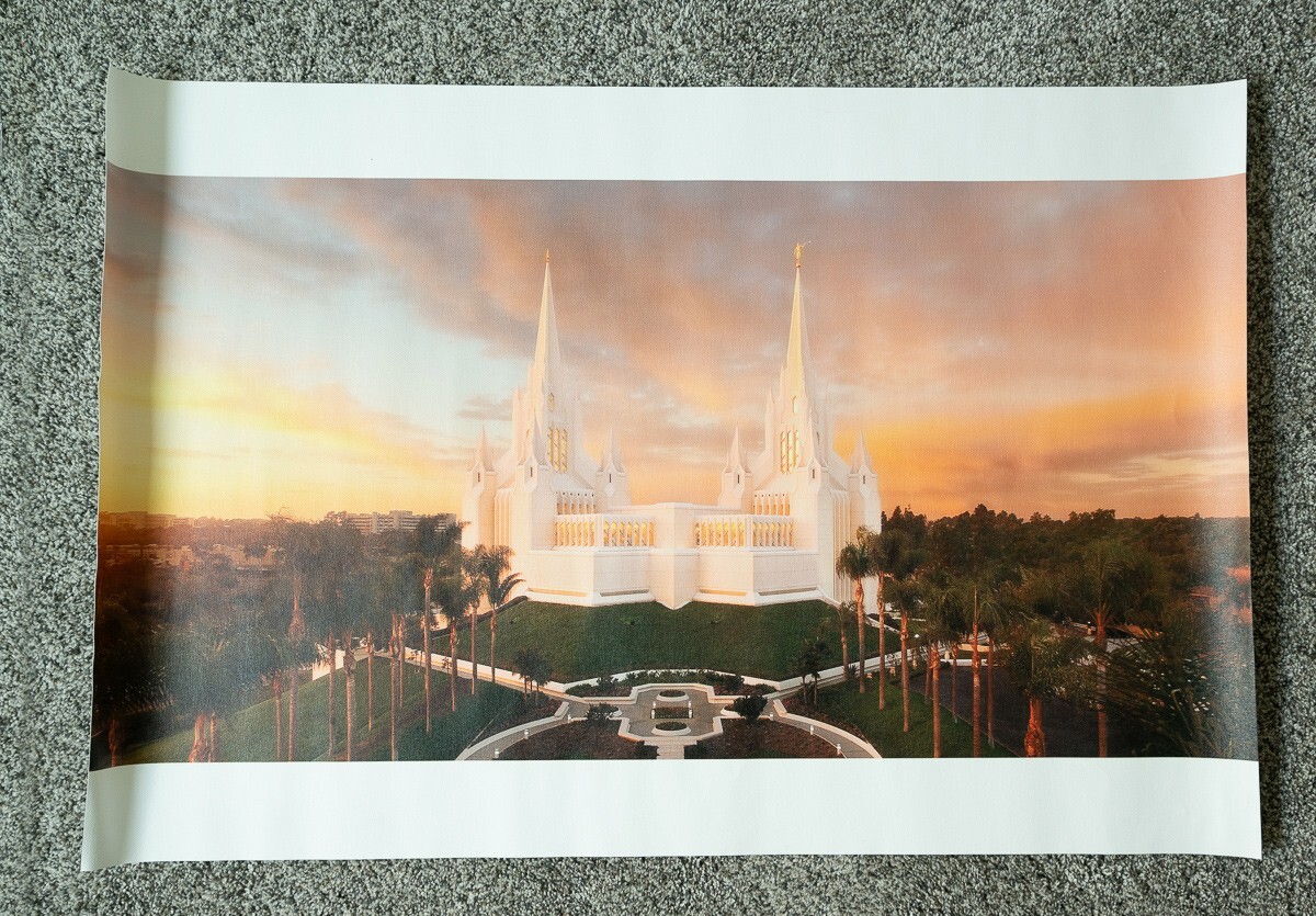San Diego Temple Canvas Giclée Print – 36″ x 18″ – Ready To Frame – NEW