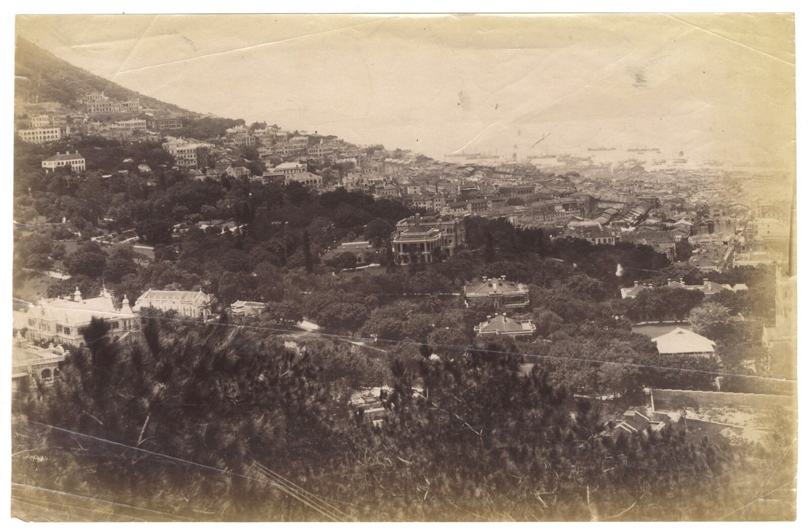 Panorama Of Hong Kong, China, c1880 Photograph Vintage Album