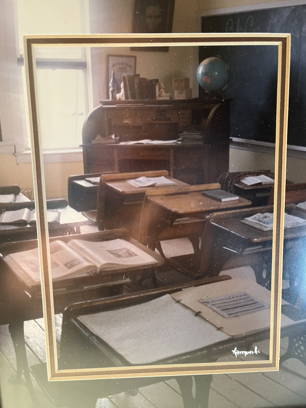 Korczynski Frame~Vintage ~ Teachers desk & classroom Photography Wall Art~ Rare
