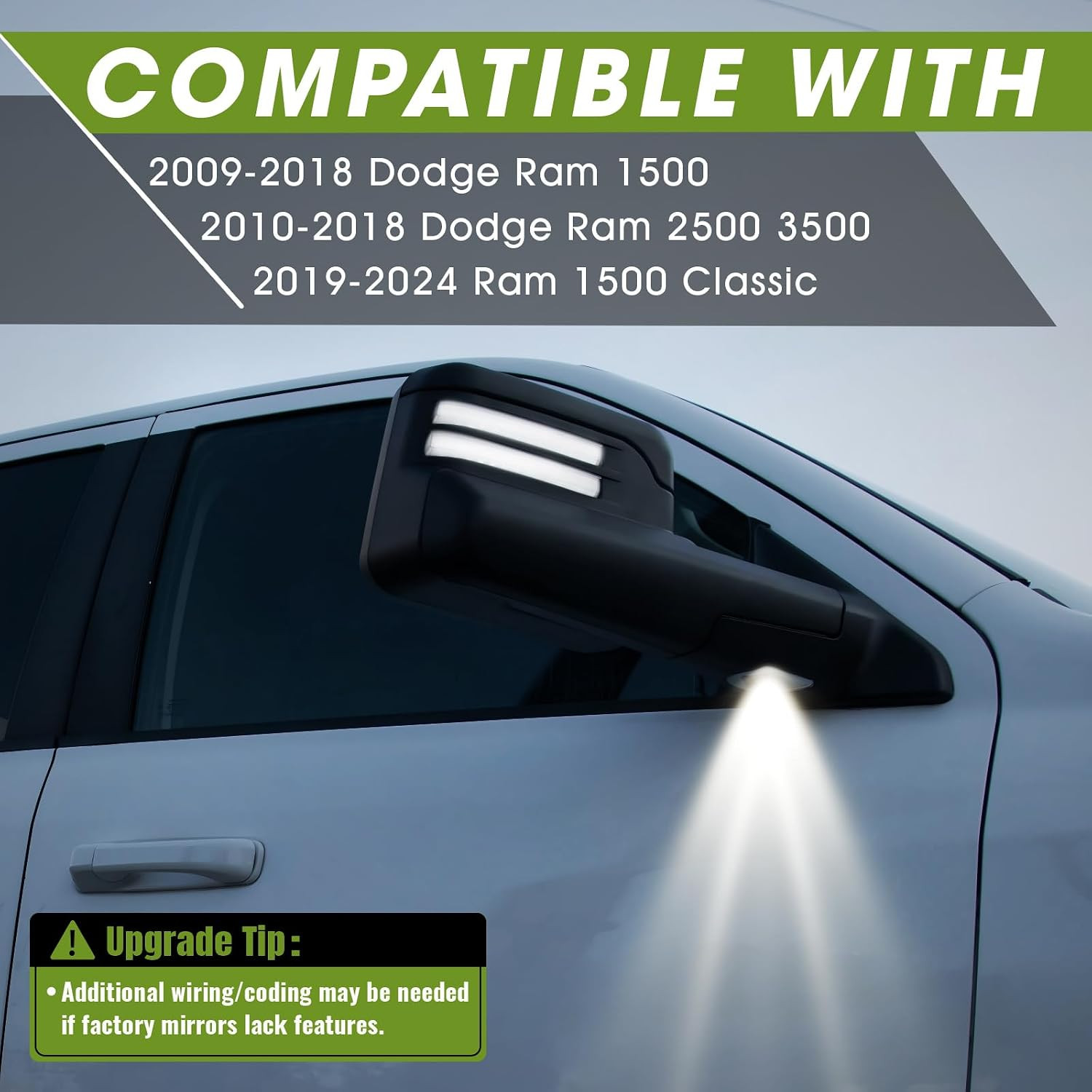 Switchback Towing Mirrors for Dodge Ram 1500 (2009-2018), 2500/3500 (2010-2018),