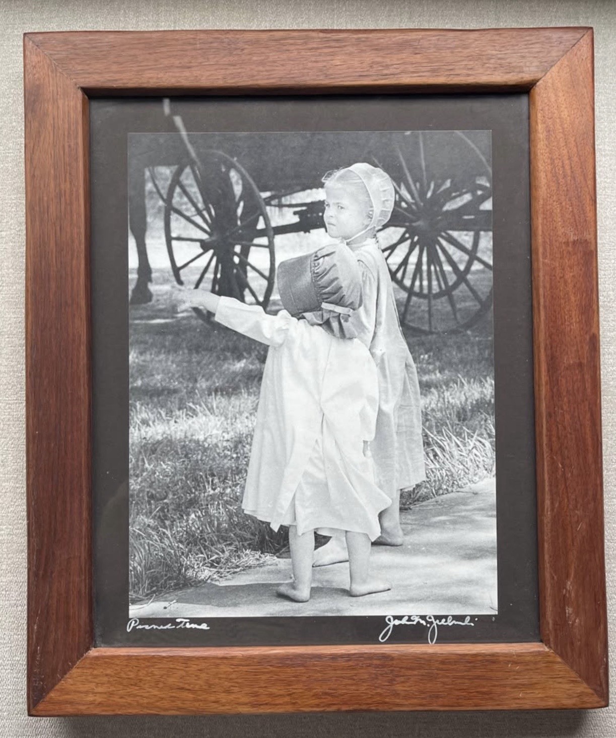 Framed Signed Photograph “Amish Picnic Time” By John M Zielinski 13×15