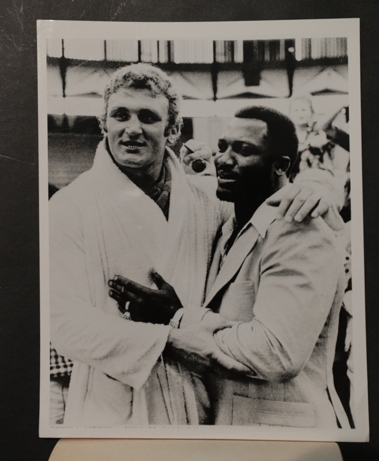 Boxing, Joe Bugner and Joe Frazier 1975 Press Photograph 7×9, b/w