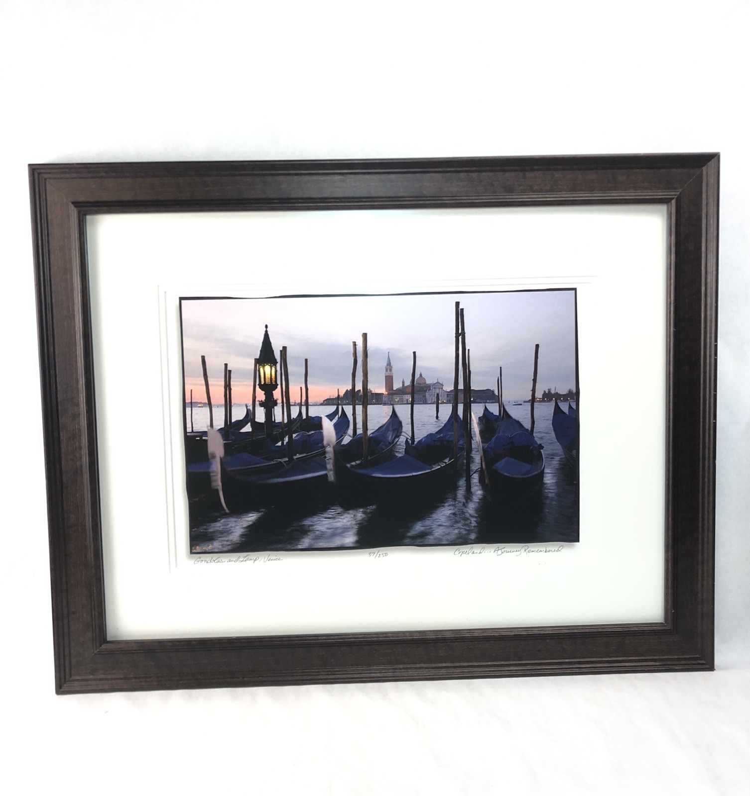 Venice Gondolas Photograph Print-Framed, Matted, Pencil Signed L.E. 27.5”x21.5”