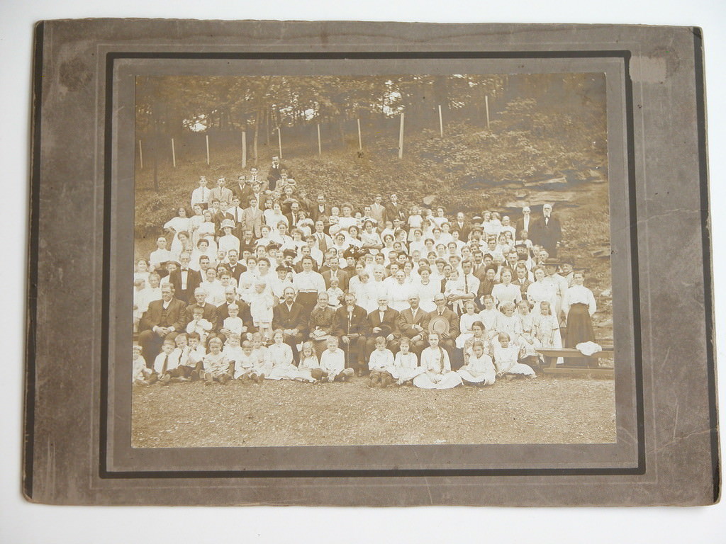 Vtg c.1890s Photograph Huge Family Generations Sepia B&W Portrait