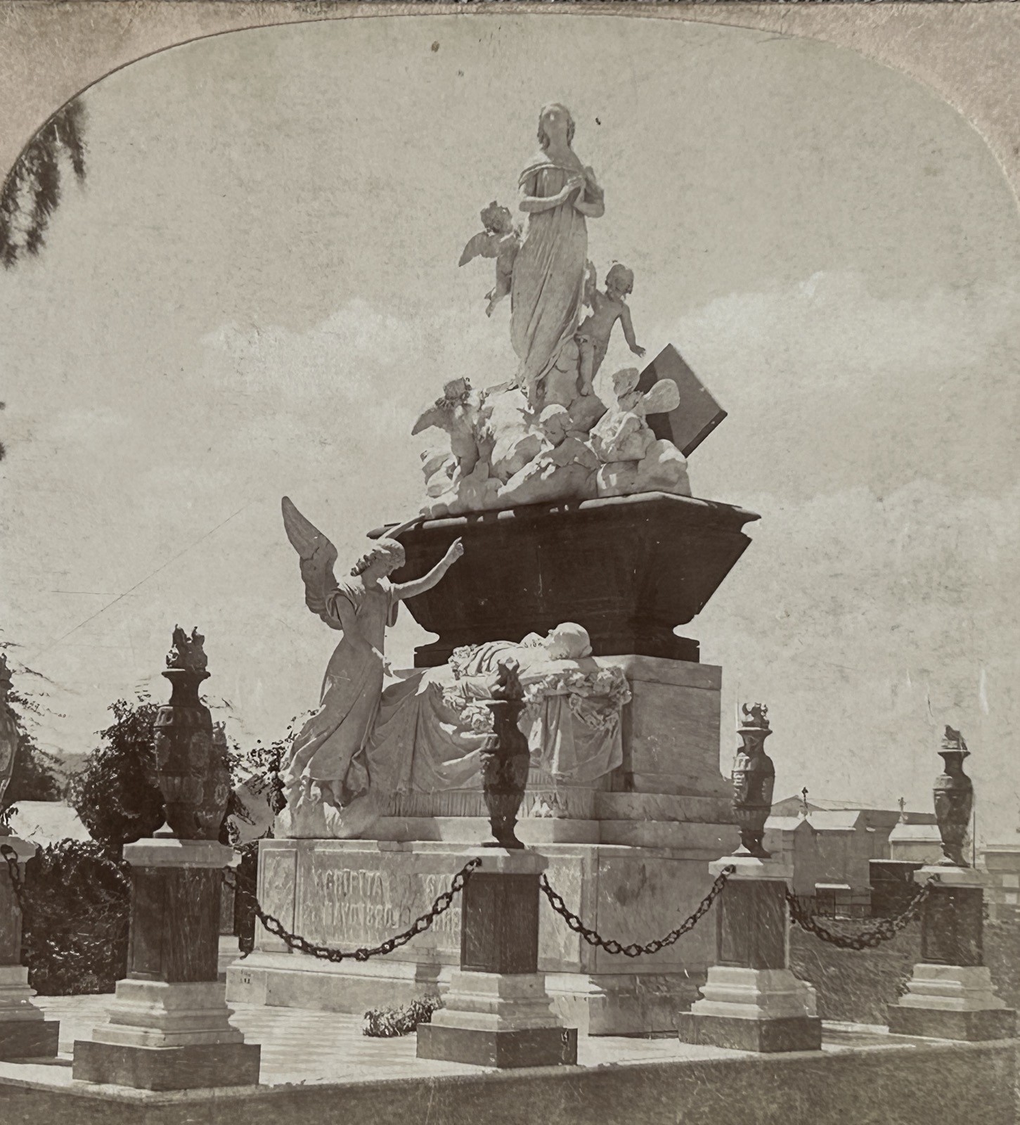 Guatemala City Cemetery Grave Memorial 1902 Photo Stereo Vintage