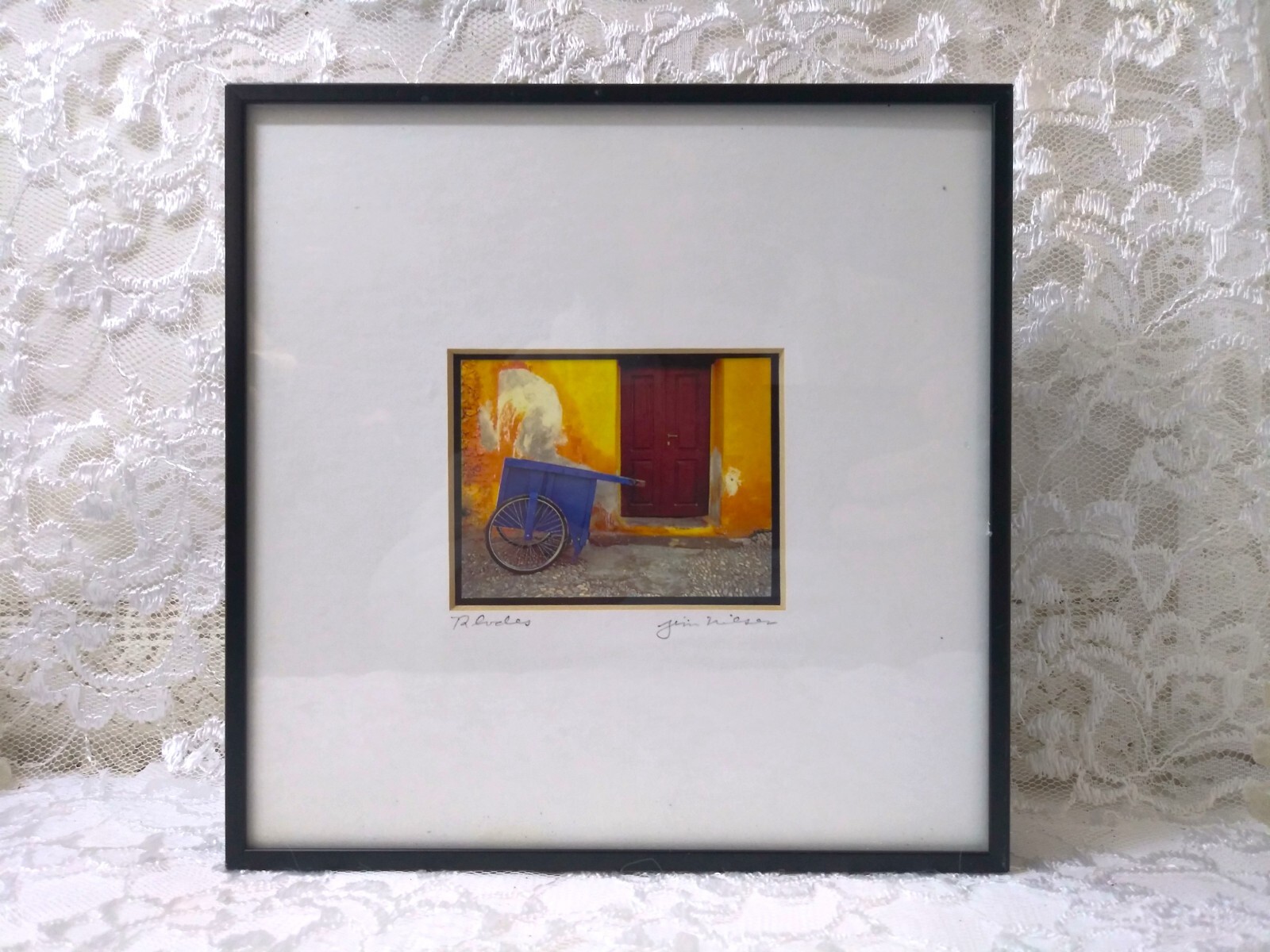 Jim Nilsen ~ Blue & Yellow ~ 72 Rhodes, Greece ~ Framed, Matted, Signed