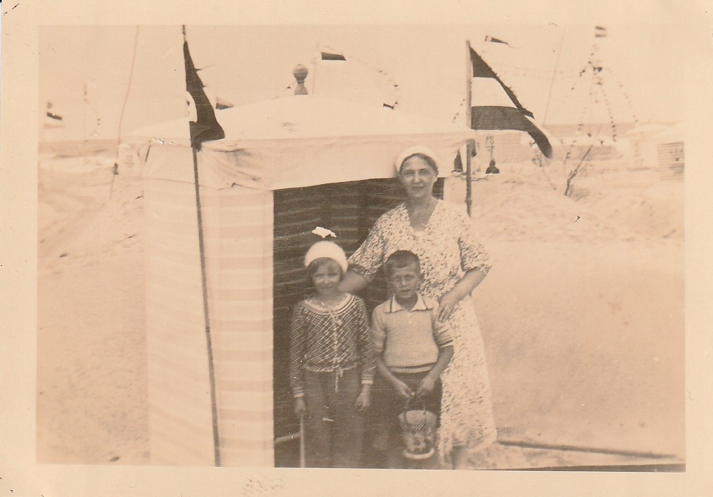 Vintage Photo Family At Locker Room On Beach Snapshot