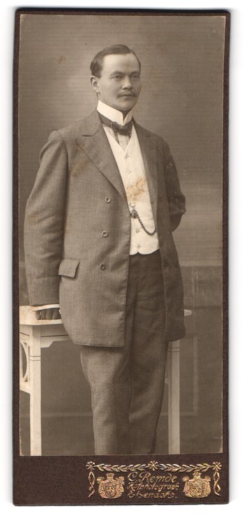 Photograph C. Remde, Eisenach, young man in suit with bow tie