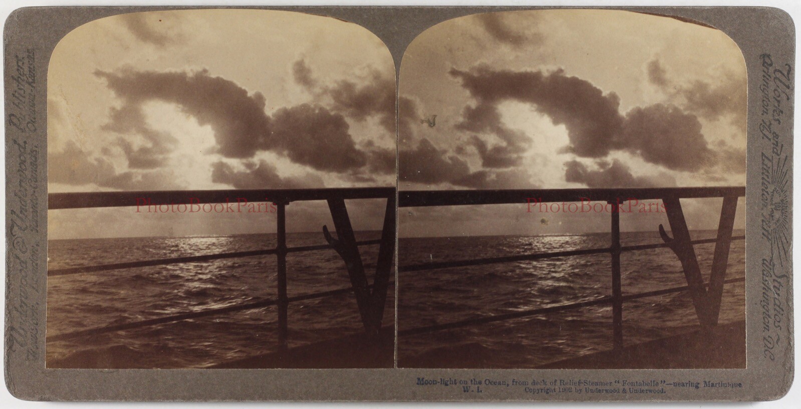 Lumière The Moon L’ Ocean Near Martinique 1902 Fontabelle Photo Stereo