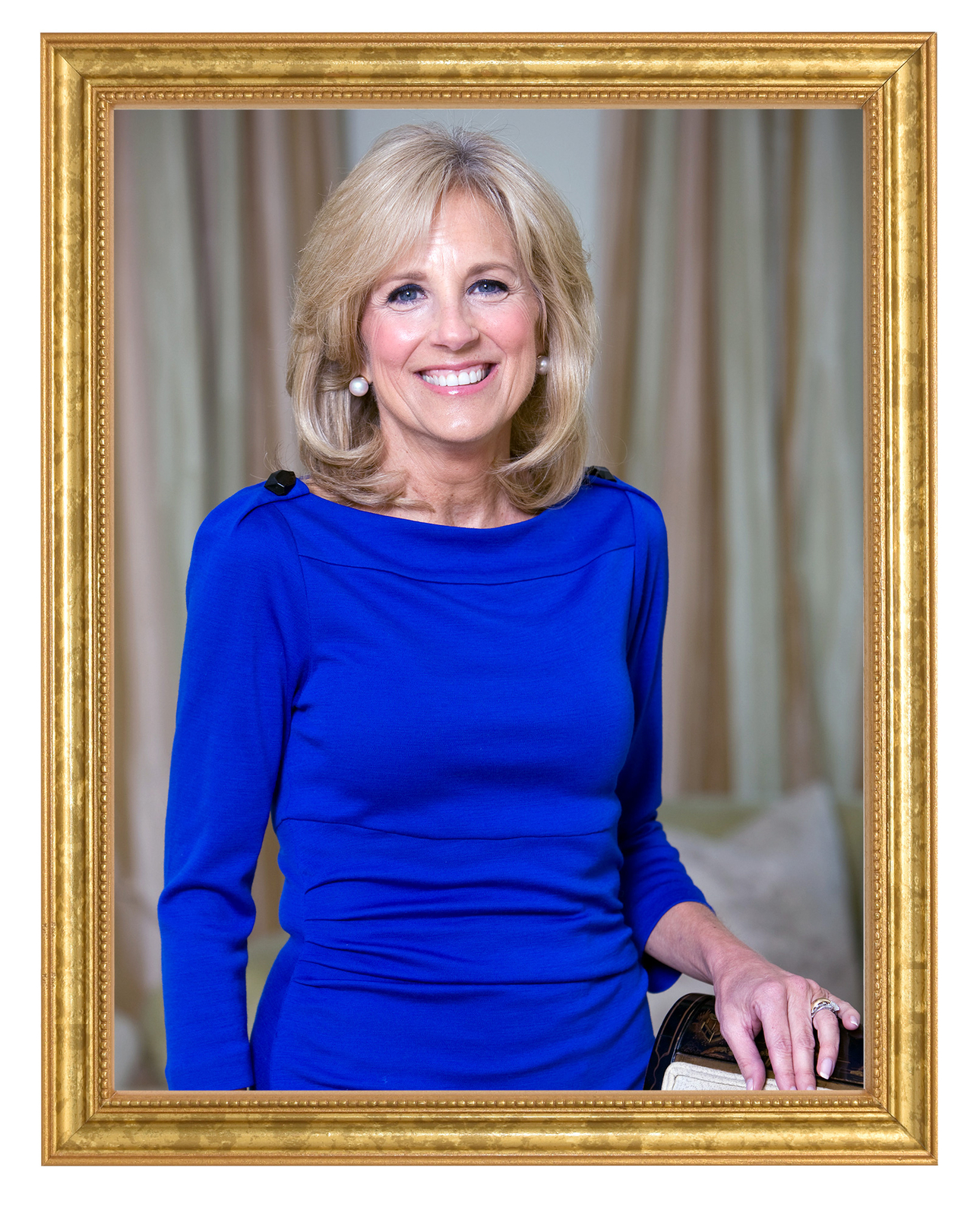 Jill Biden Photograph in a Aged Gold Frame