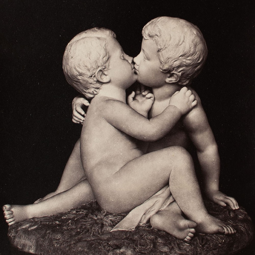 Vienna World Exhibition 1873 György Klösz album print sculpture kiss putting