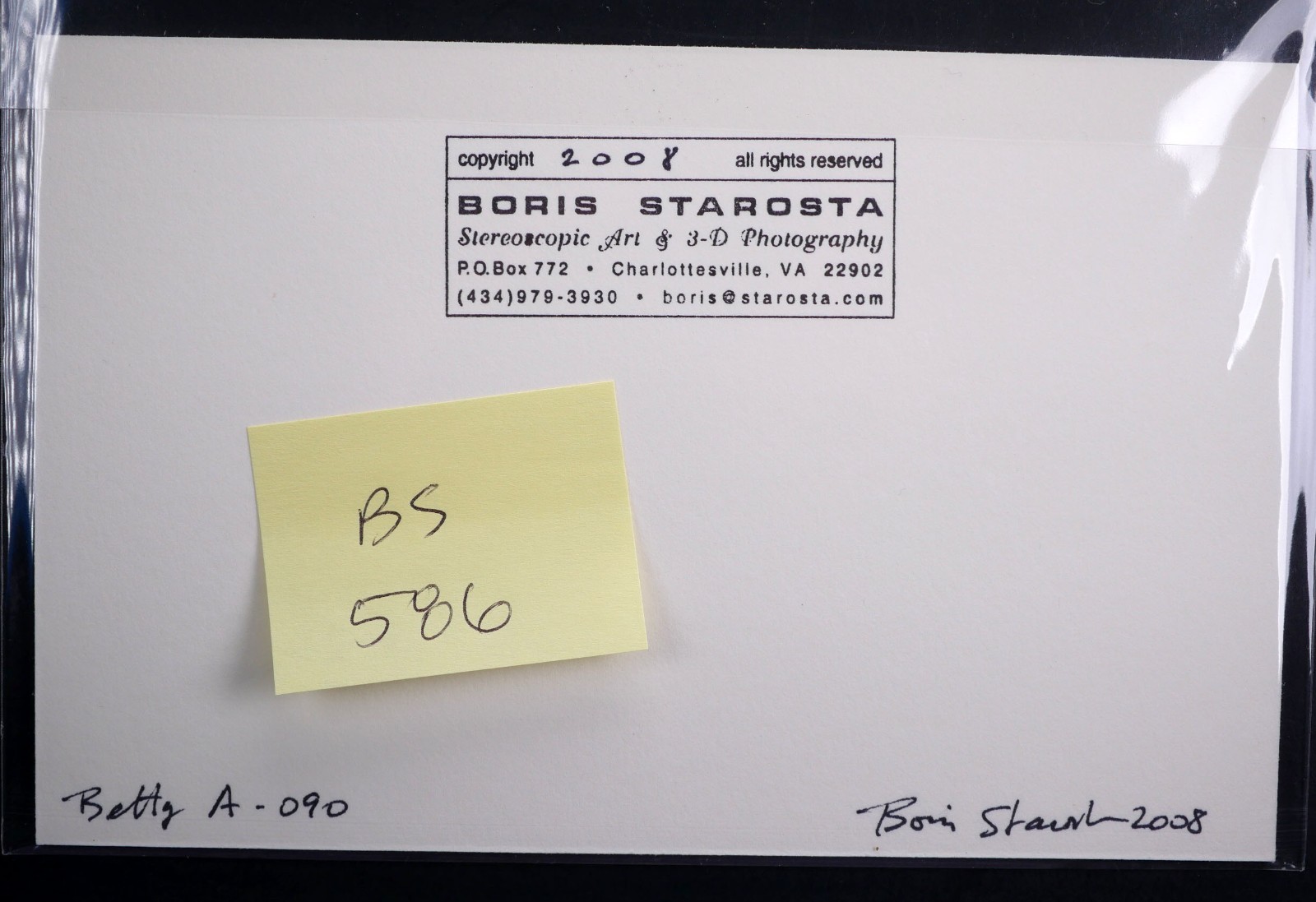 Boris Starosta 3D Stereoview – Betty A -090 – nude model signed 2008