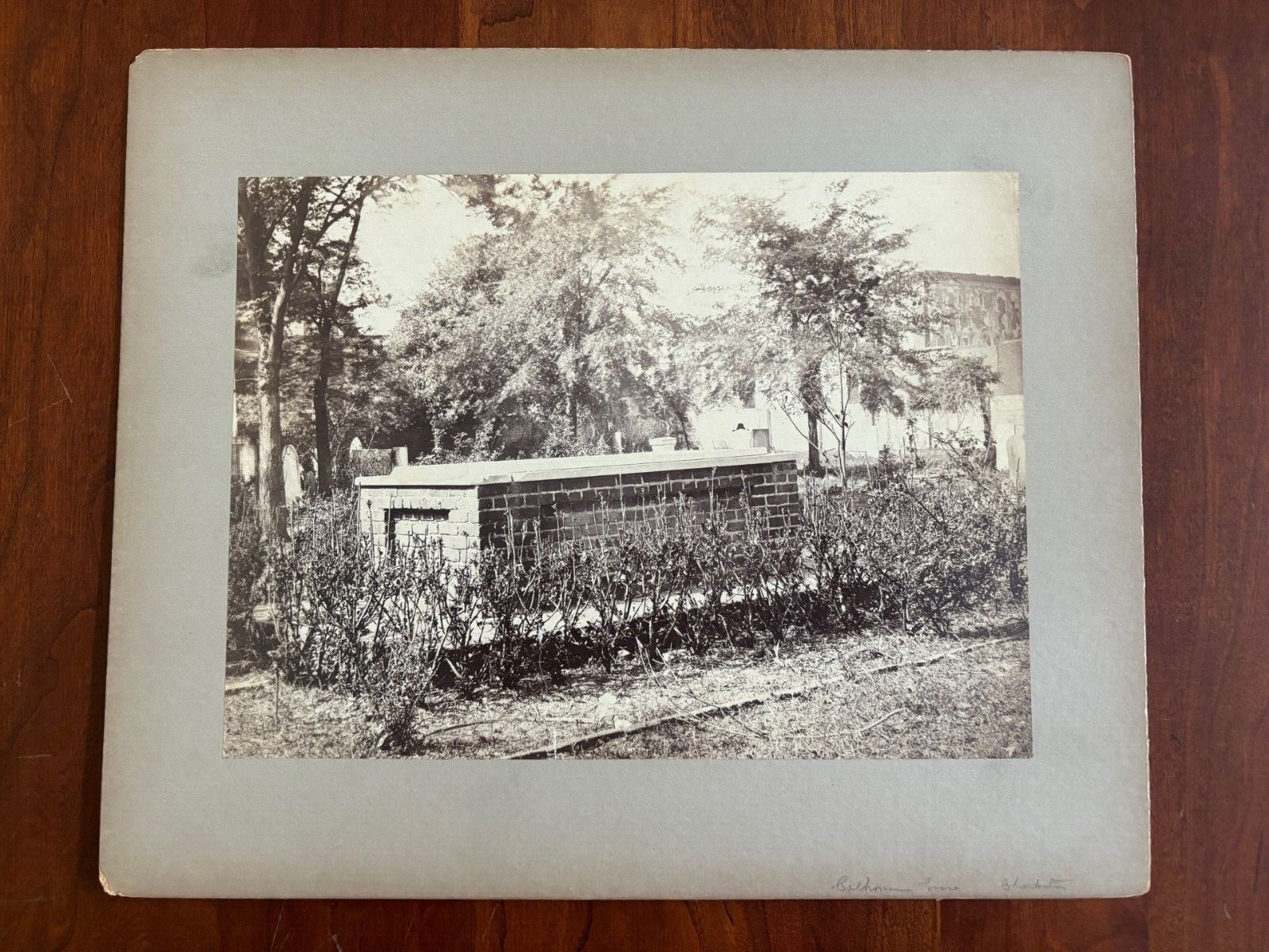 Vtg Large Albumen Photo Original Grave, John Calhoun, Charleston SOUTH CAROLINA