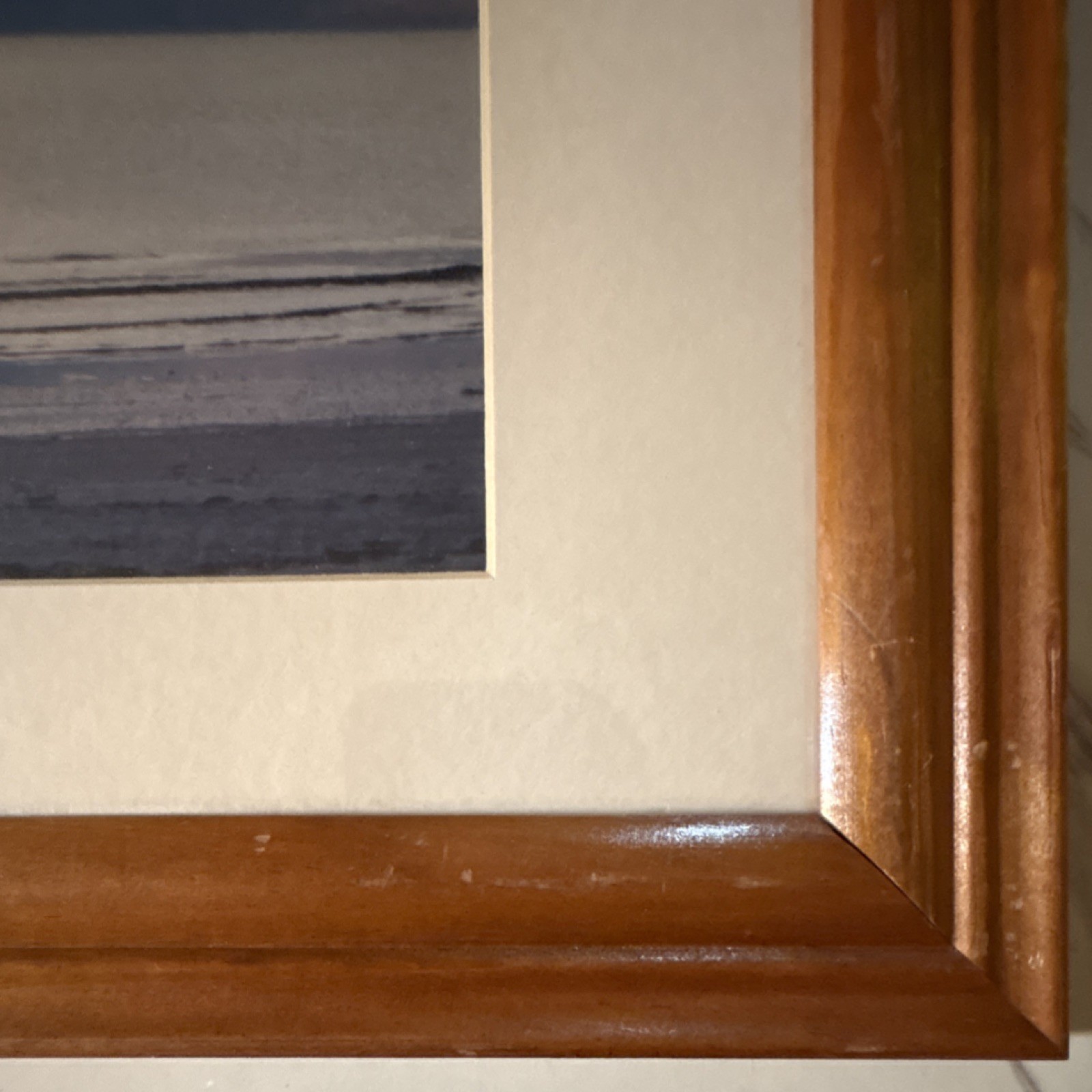 Sunset Beach Photography Child at Dusk Ocean Landscape Framed Matted Wall Art