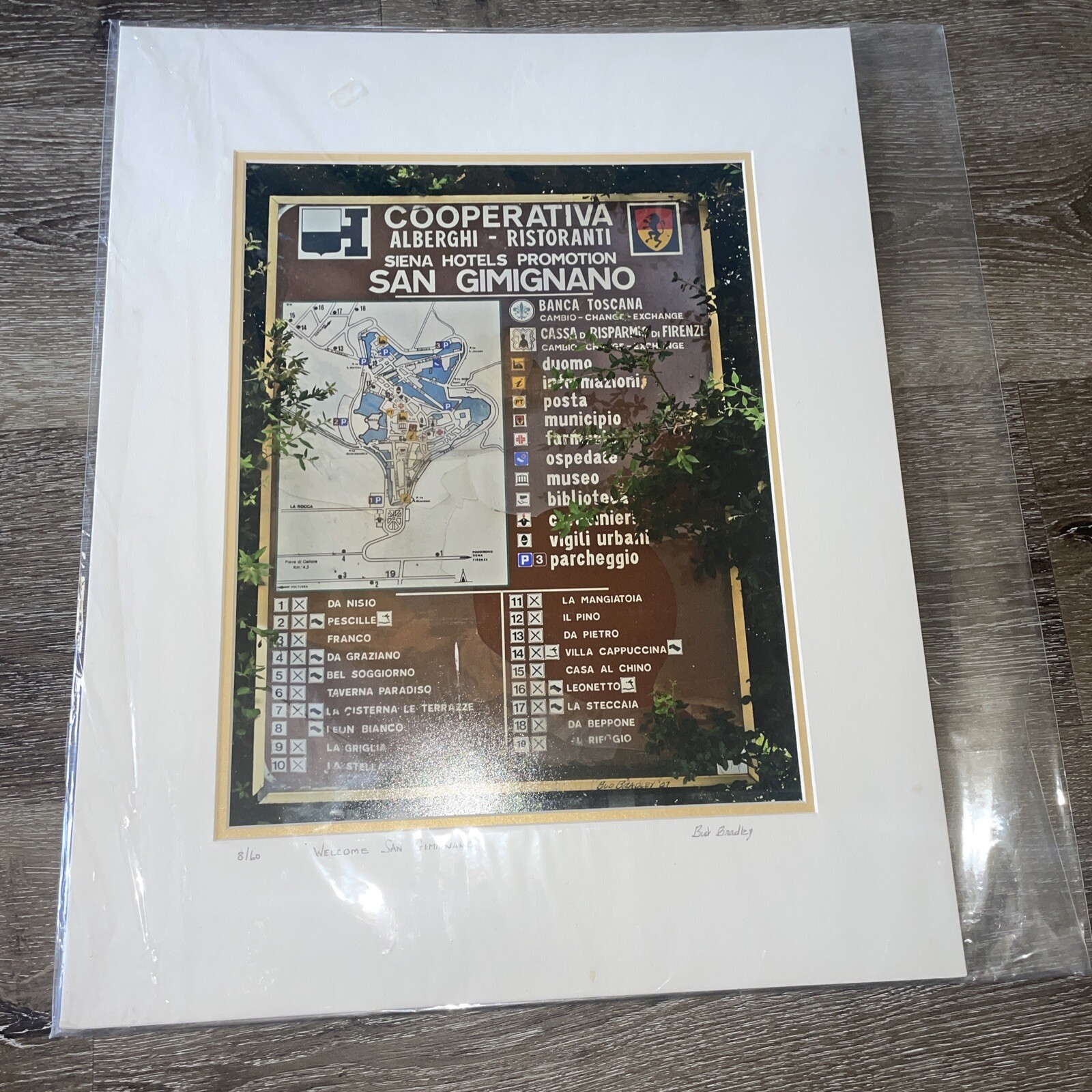 Bud Bradley Signs Welcome San Gimignand 20x16in Photo Picture 8/60