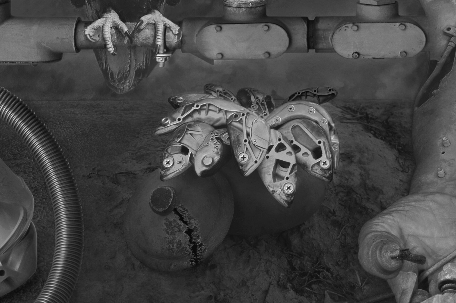 Fine Art B+W Photography Signed Ltd Edition SURREAL Visionary Mechanical Man COA