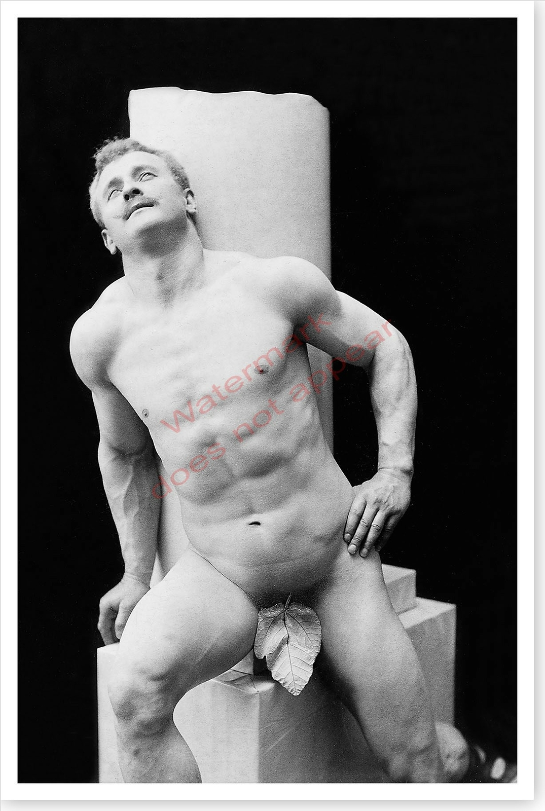 Strong Man Bodybuilder Eugene Sandow Nude Fig Leaf Silver Halide Photo