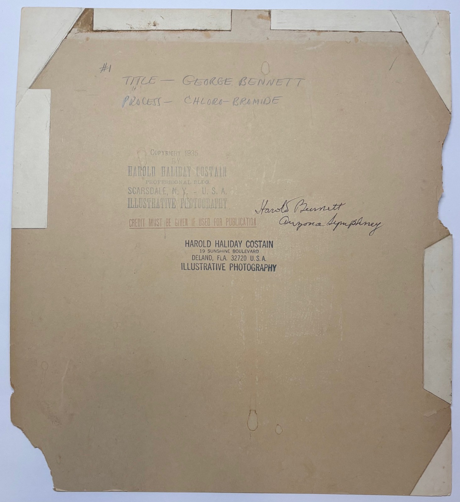 1933 HAROLD HALIDAY COSTAIN ‘George Bennett VIOLINIST Musician Portrait PHOTO