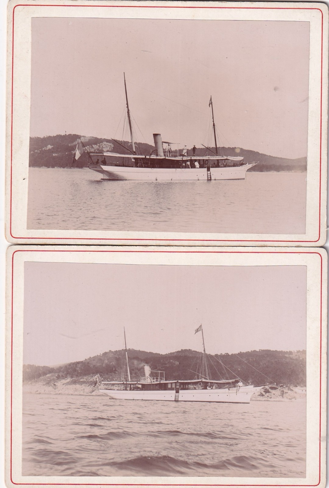 2 x Photo on Cardboard – Ship in France – 1895