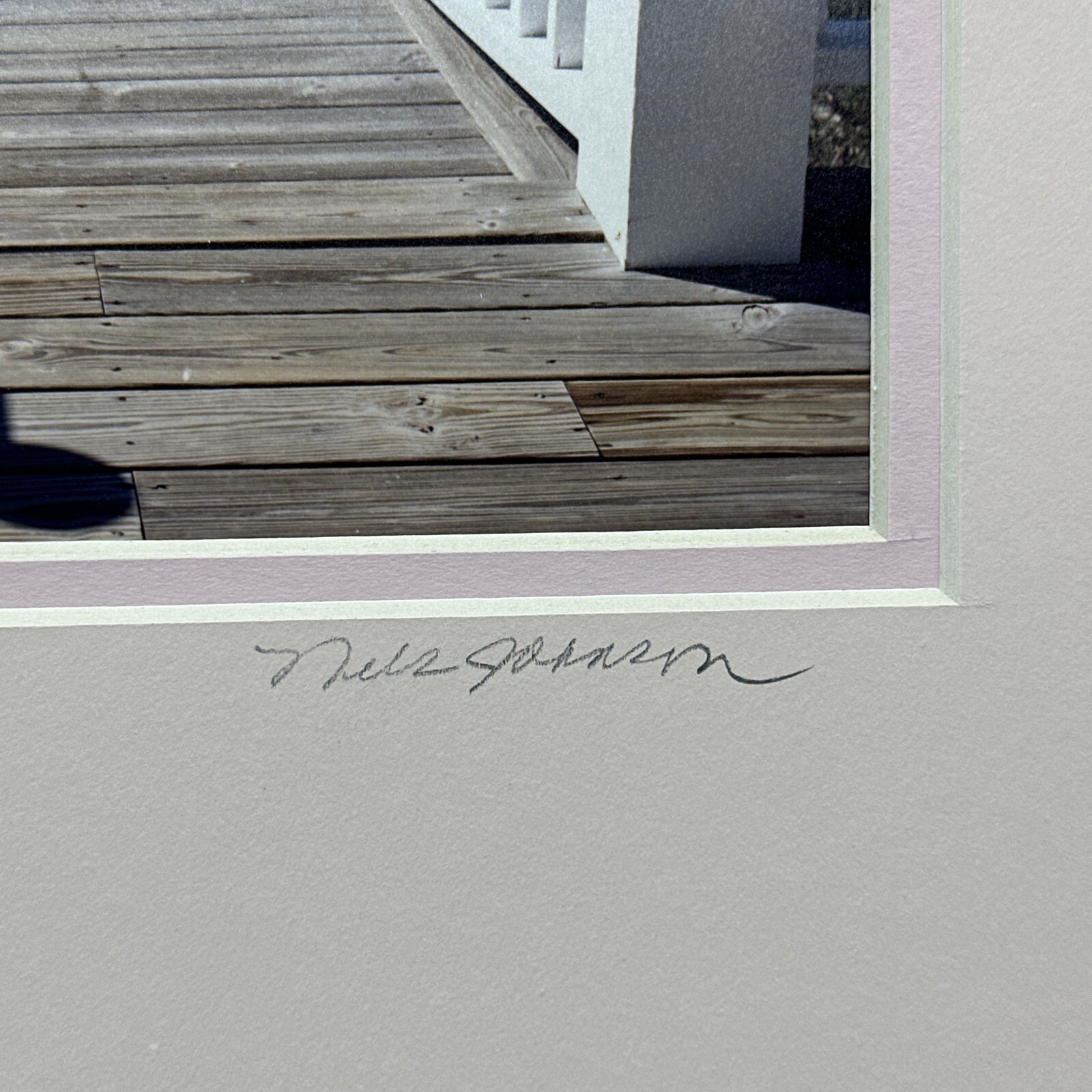 Original Signed Nels Johnson Seaside Pier Photograph – Vintage Coastal Art Print
