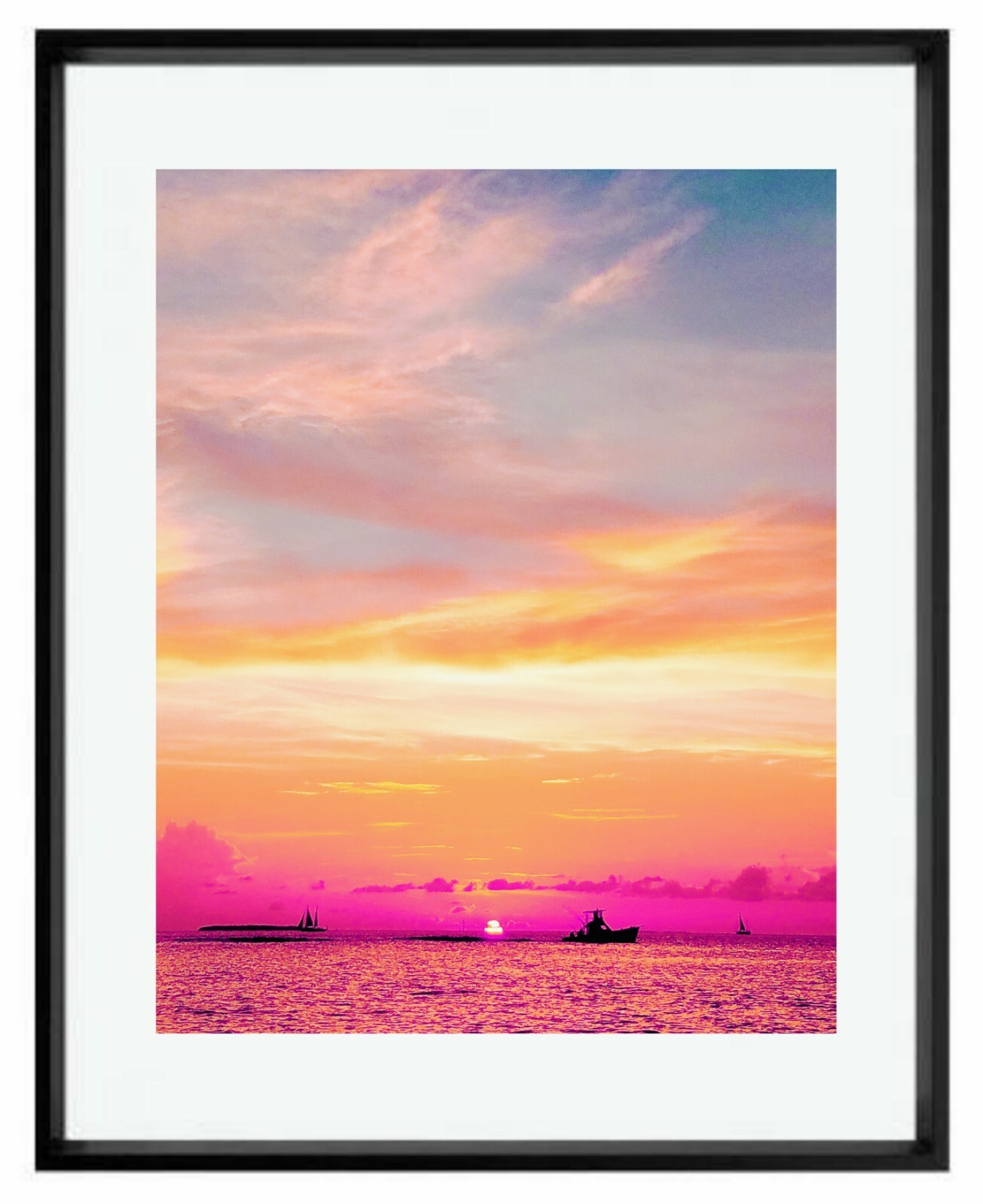 KEY WEST Sunset Sail 11×14″ Art Photo Photograph Print Fishing Boating Florida