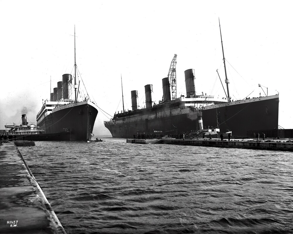 New Photo: Ocean Liners RMS OLYMPIC and RMS TITANIC at Belfast, 1912 – 6 Sizes!