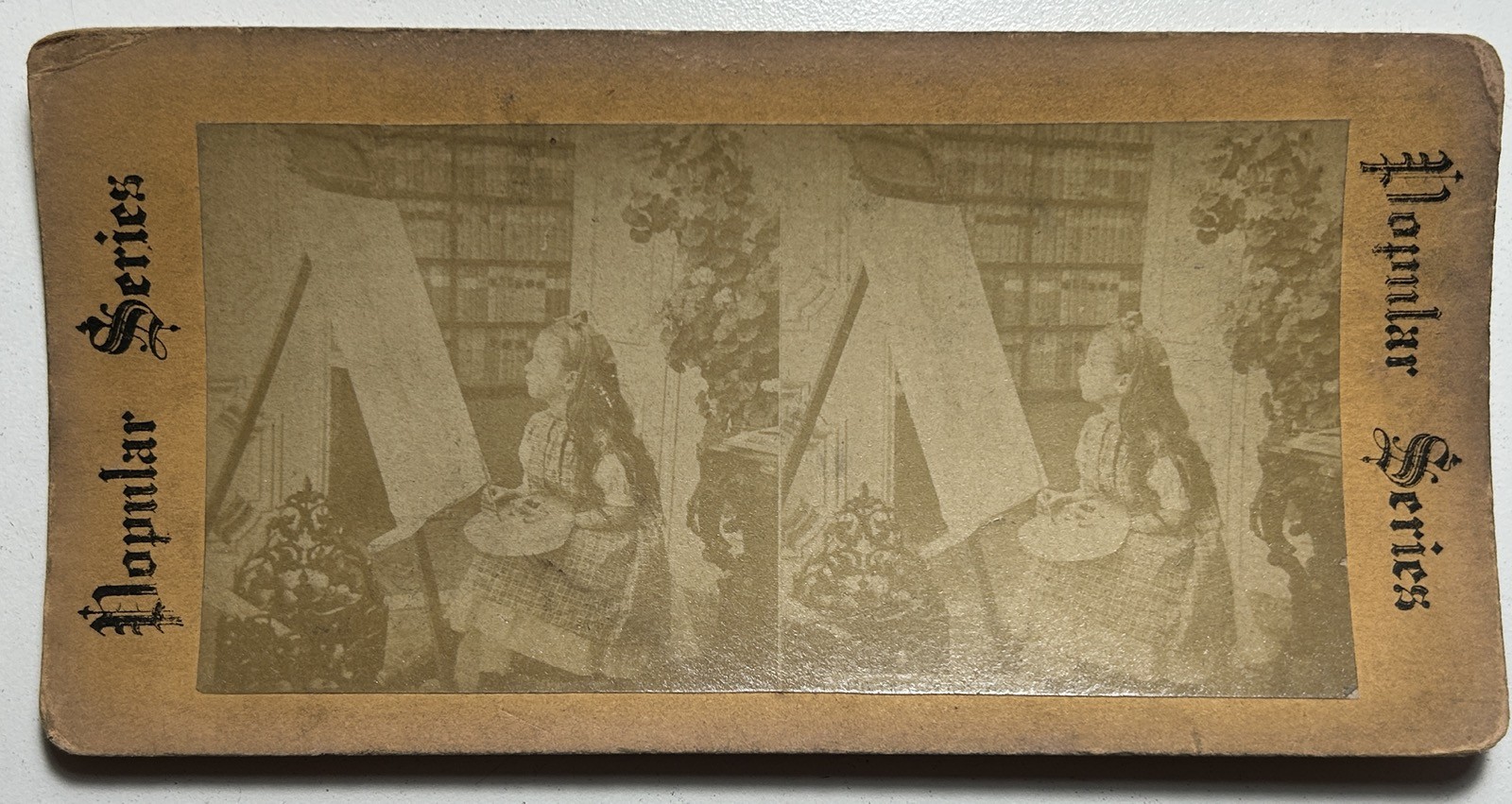 Genre Scene The Young Painter Photo Stereo Vintage Album Circa 1900