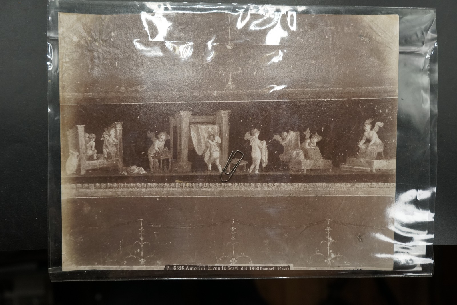 Photo Albumin Italy Pompeii House Cousin View Painting Artwork Putting Angel