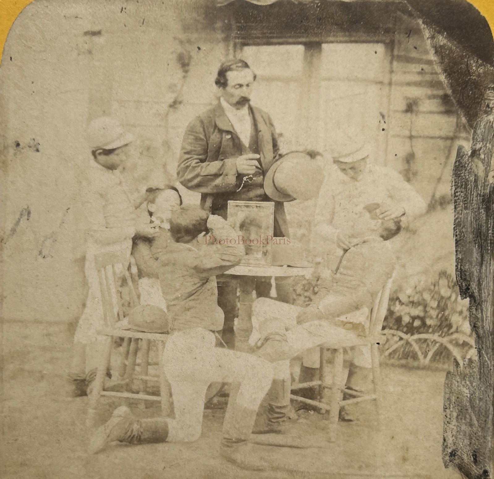 The Apprentice Barber Genre Scene Photo C1870 Stereo Vintage Album