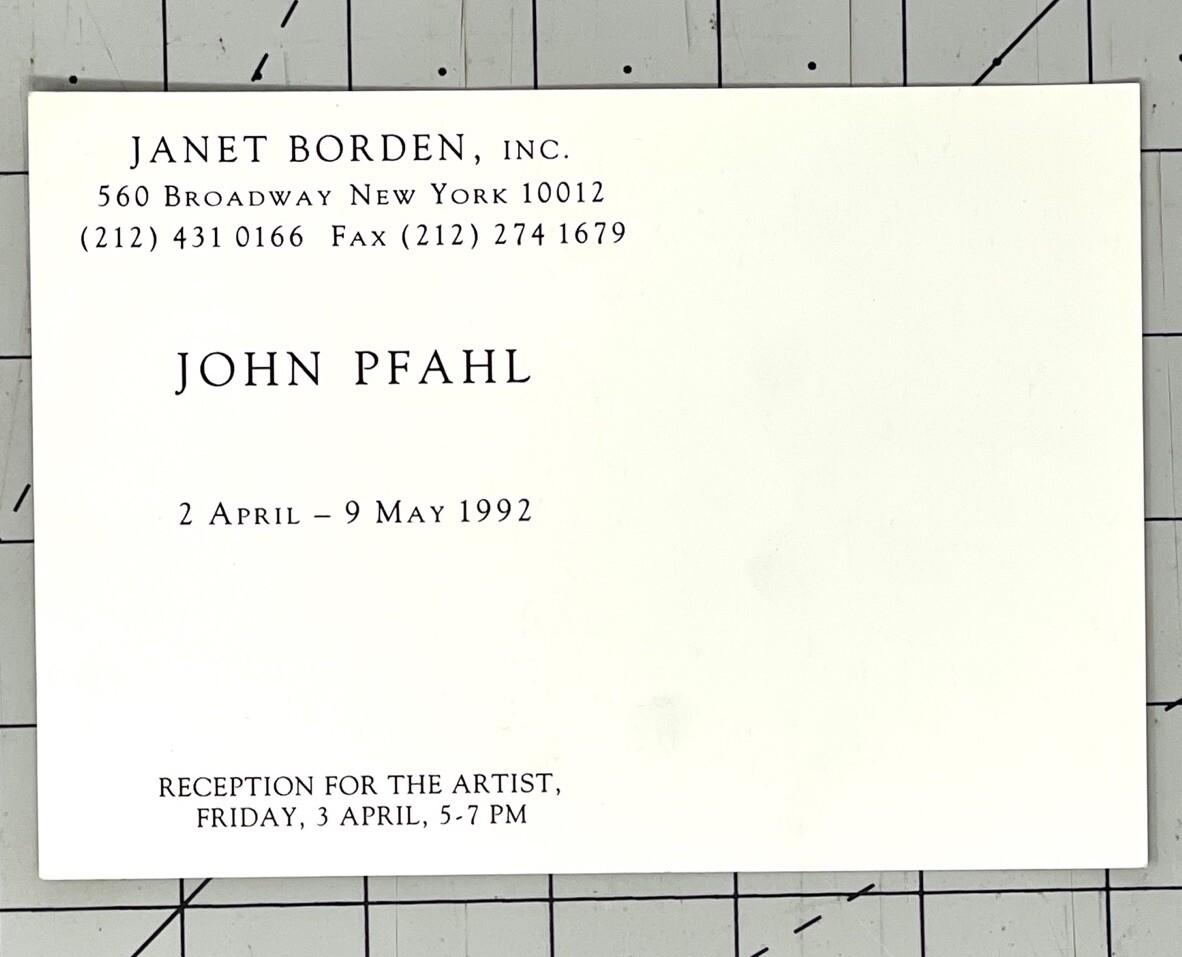 John Pfahl (1939-2020) Art Show Announcement Card 1992 Janet Borden Gallery