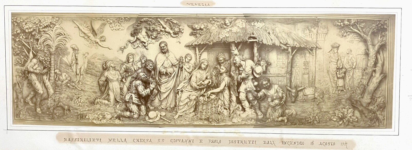 Rare 1860-70s Carlo Naya Photograph Adoration of the Shepherds Giovanni Bonazza