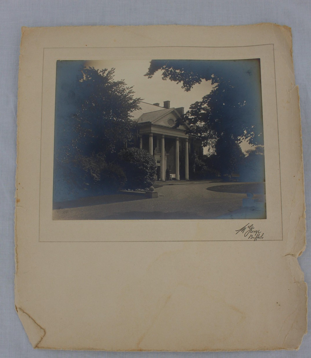 Vintage M Groger Buffalo Mansion Architecture Photograph Mounted Sepia Photo Art