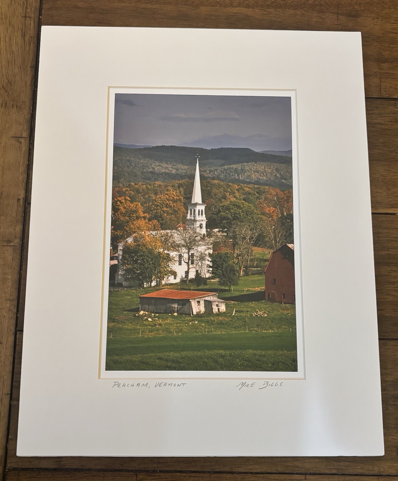 Mike Biggs Signed Photography Print Peacham VT Matted Ready To Frame 11”x14”