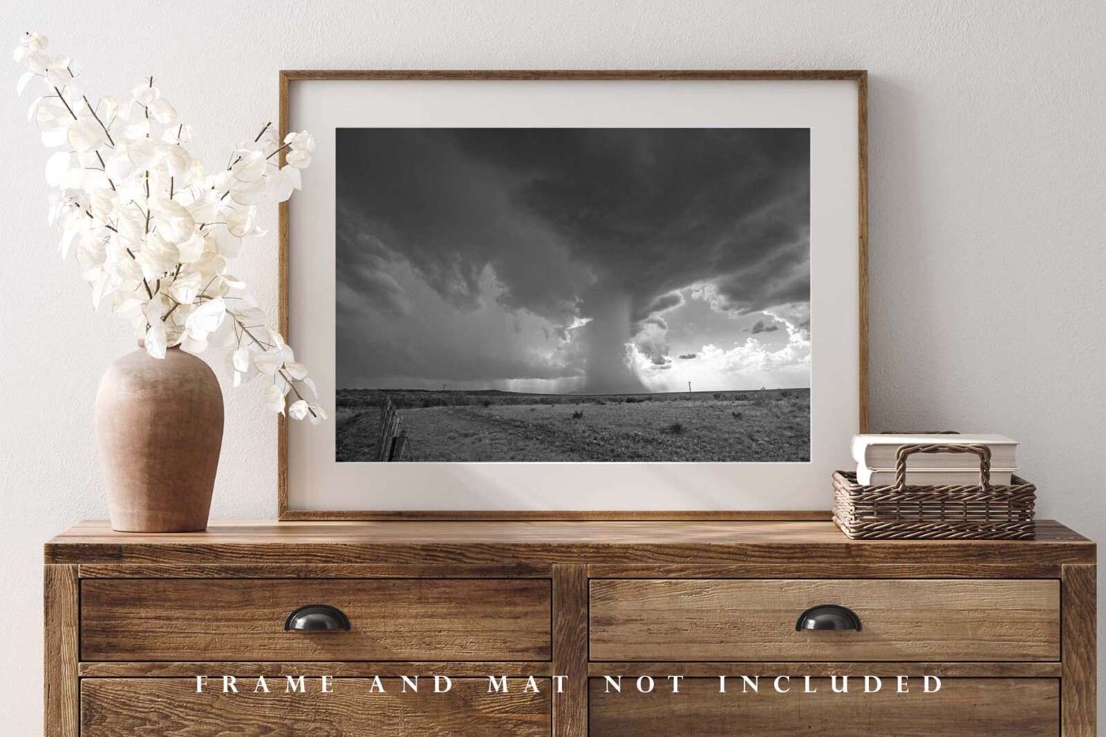 Storm Photography Print – Black and White Picture of Rain Shaft in West Texas