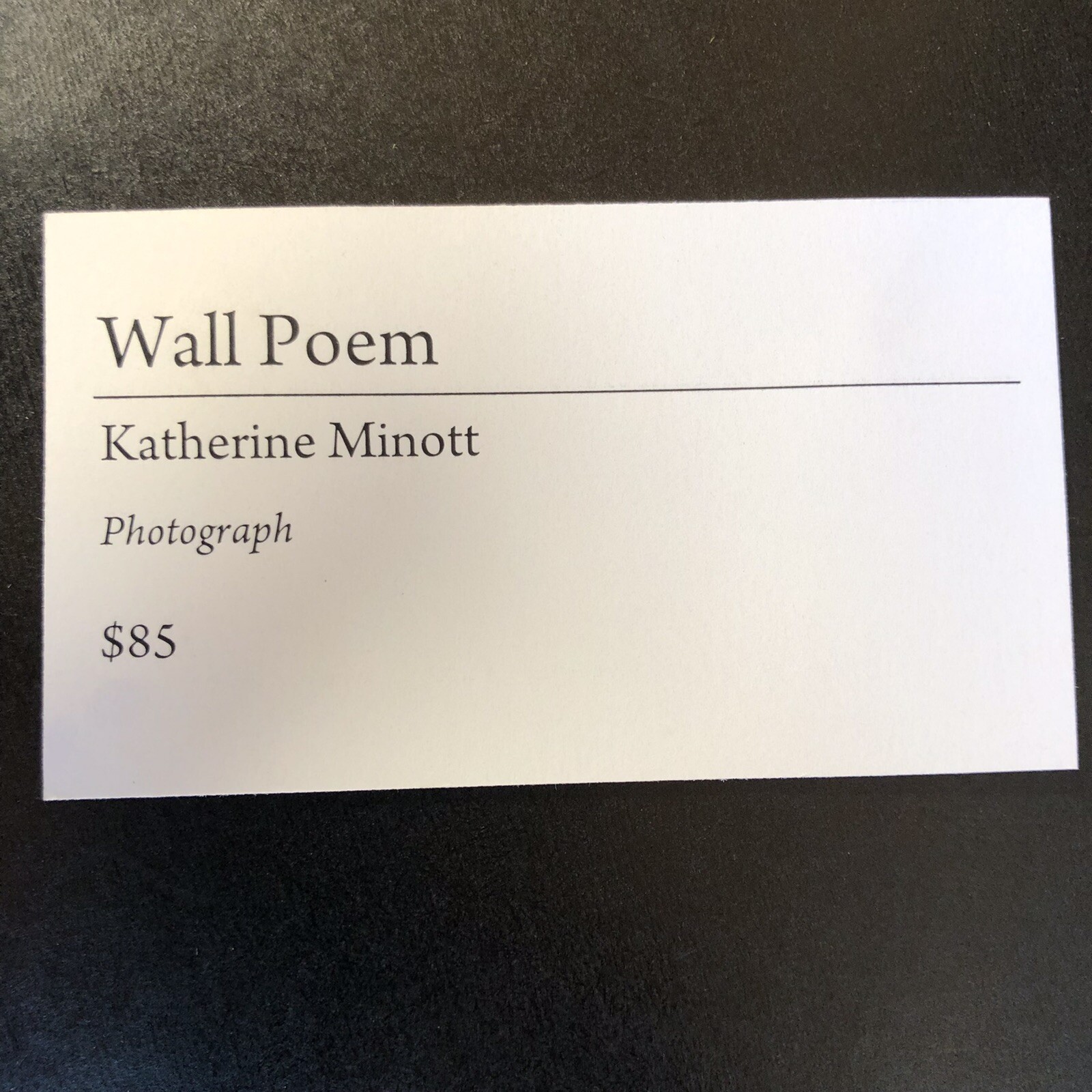 Katherine Minott Fine Abstract Photography Art “Wall Poem” Framed & Artist Signe