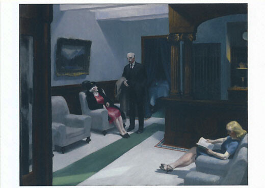 Edward HOPPER, “Hotel Lobby”, postcard, carte postale, postcard