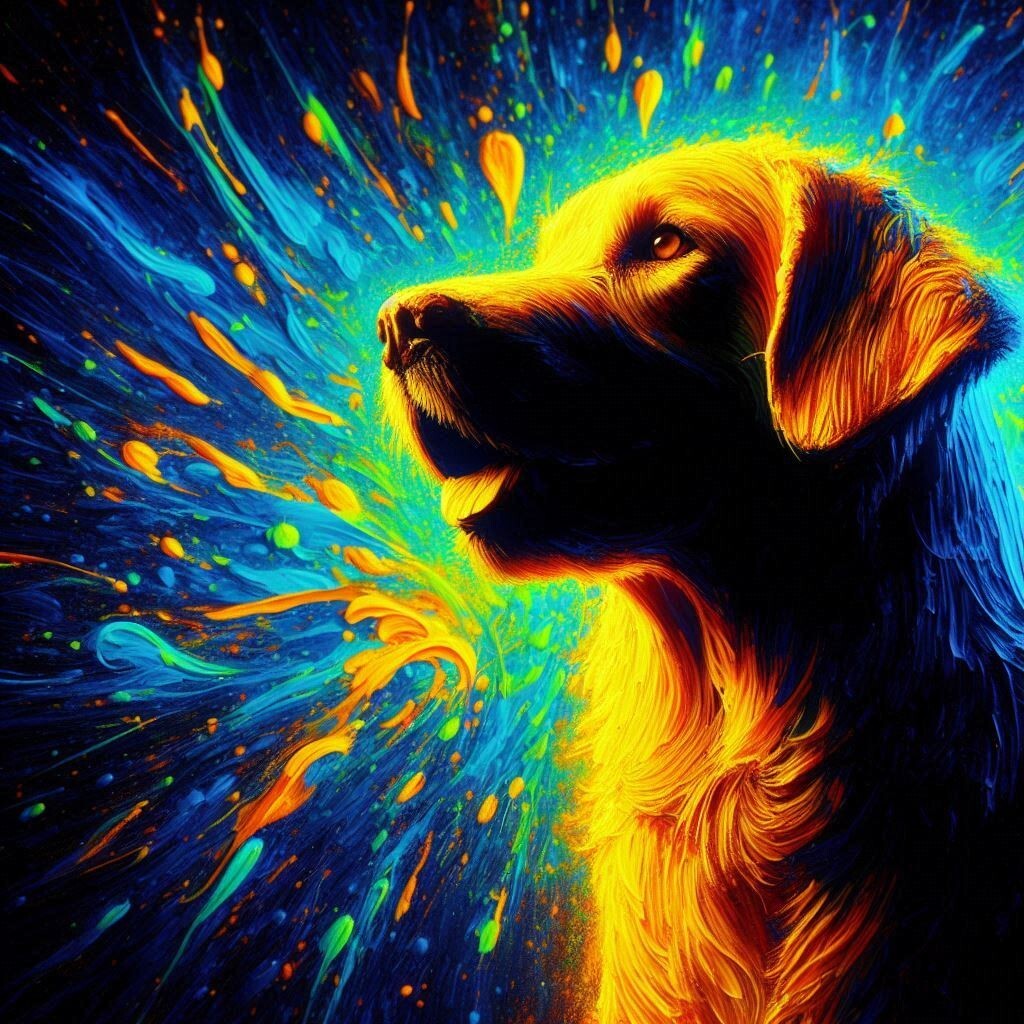 Digital Image Picture Photo Wallpaper Background Desktop AI Art Neon Dog 01