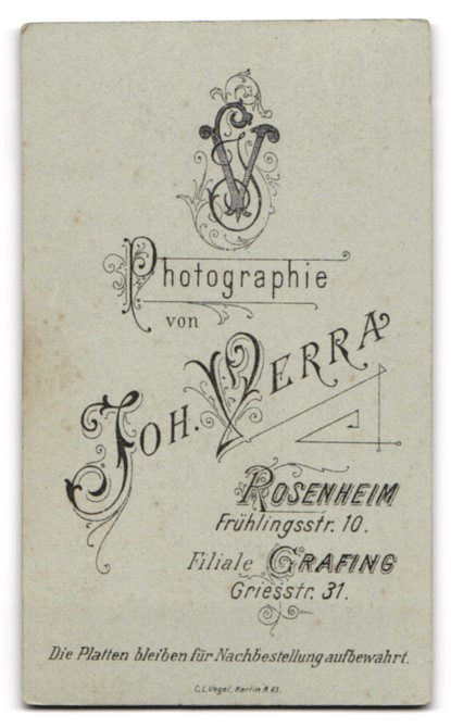 Photograph Joh. Verra, Rosenheim, Frühlingstr. 10, Portrait of a Young Woman