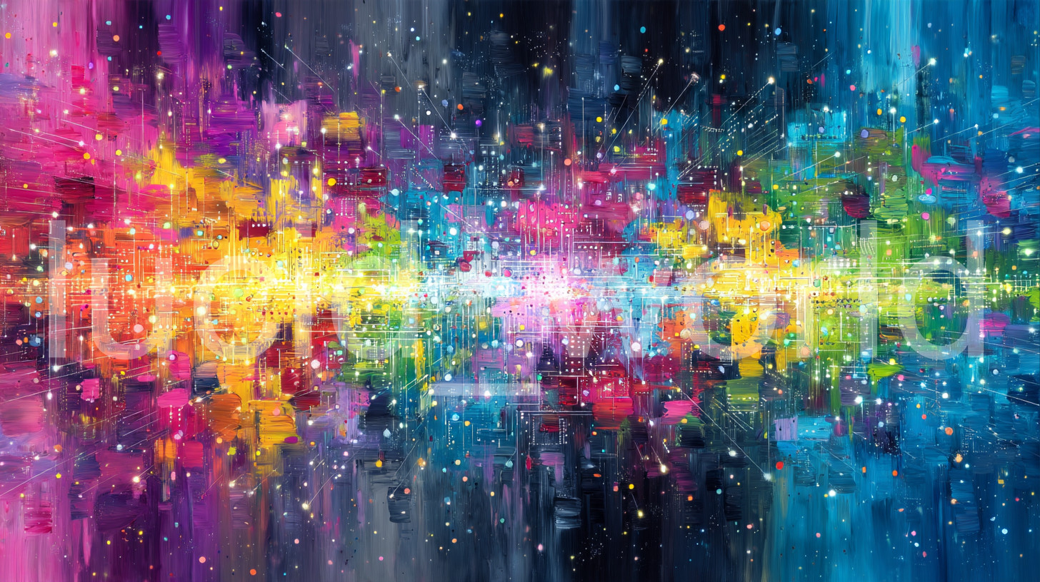 Digital Art Brushstrokes Glowing Patterns Colorful Abstract Wall Art Print 8 PNG