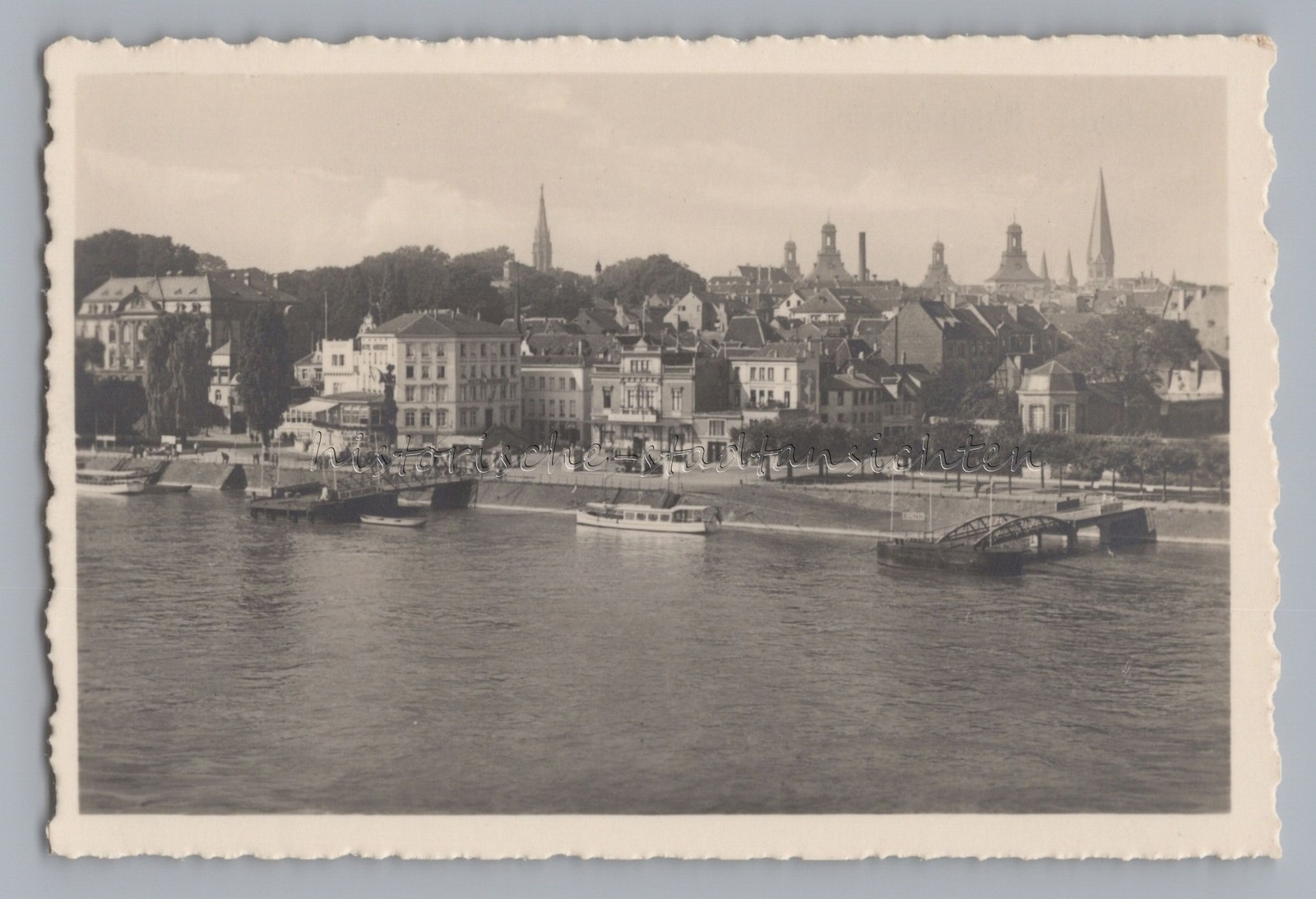 Bonn – View of the Rhine Pier – Old Photo 1930s