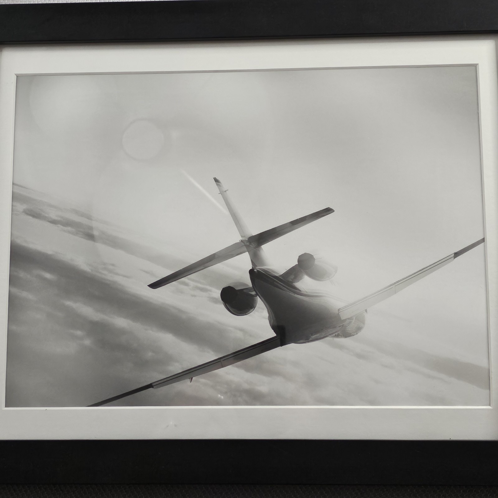 Framed B&W Photo Print Of Private Jet Luxury Real Estate Office 14″× 18″ READ⬇