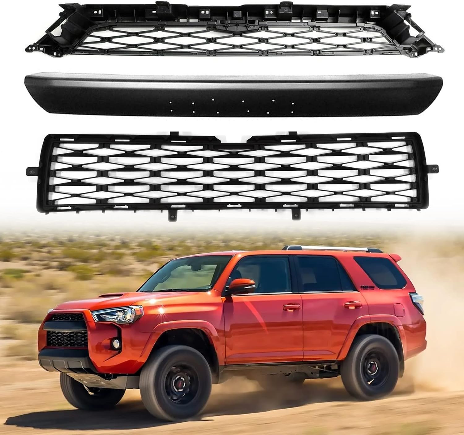 Front Bumper Upper & Lower Grille Assembly Fit for 2015-2019 Toyota 4Runner TRD/
