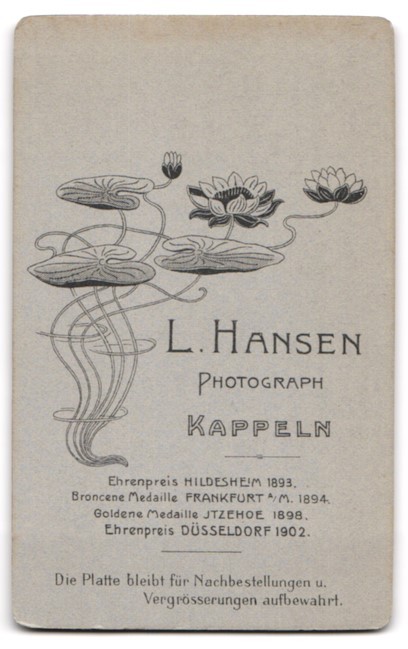 Photograph L. Hansen, Kappeln, portrait of a young woman CDV / cabinet photo