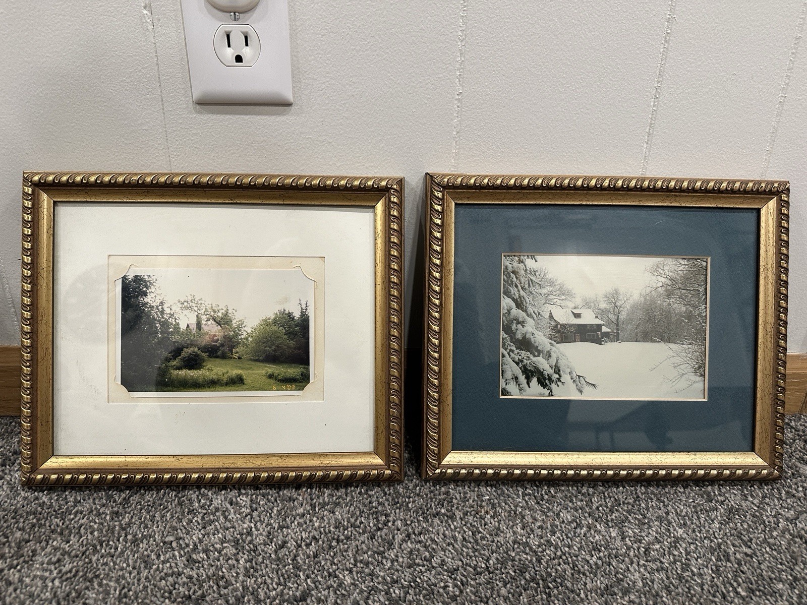 Set of 2 Landscape Scene Photos Matted And Framed Gold Painted