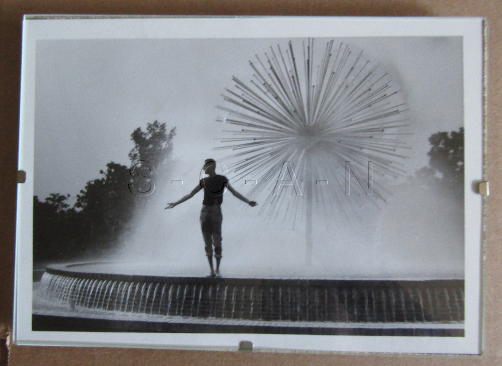 Vintage Gay Interest 5 x 7 Real Photo- Framed- Man- Water Fountian- Starburst