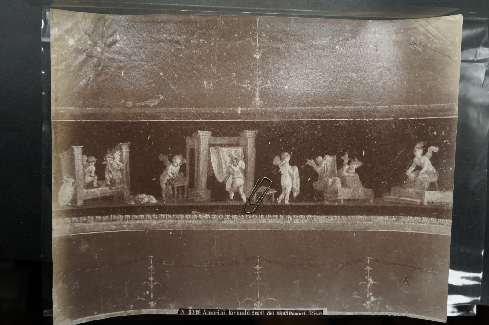 Photo Albumin Italy Pompeii House Cousin View Painting Artwork Putting Angel