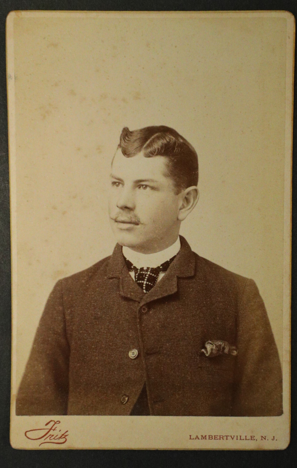 Cabinet Card, Young Gentleman, well dressed, Fritz, Lamberville, New Jersey