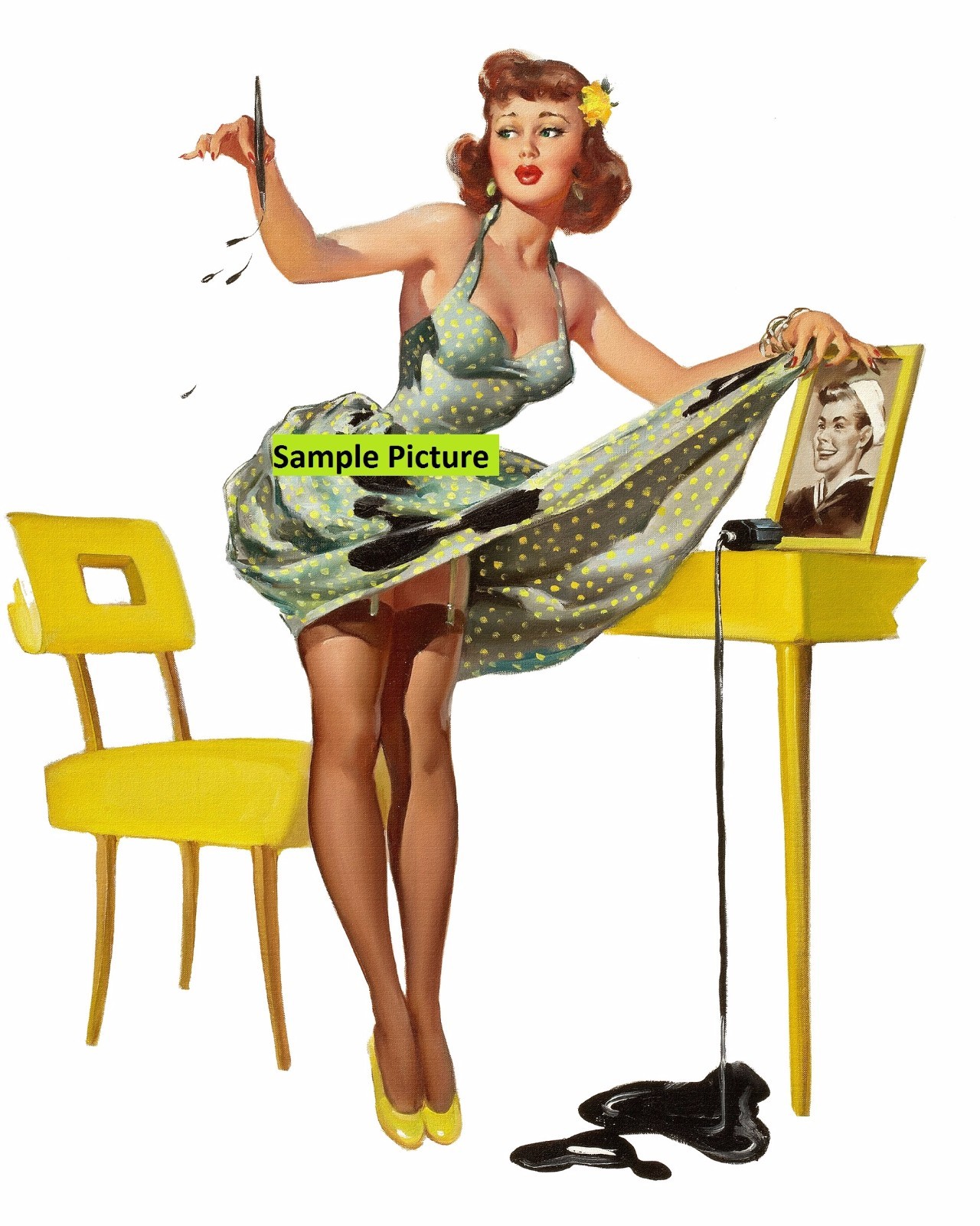 Sexy Pinup Girl With Ink – Photo Semi Glossy (Print)