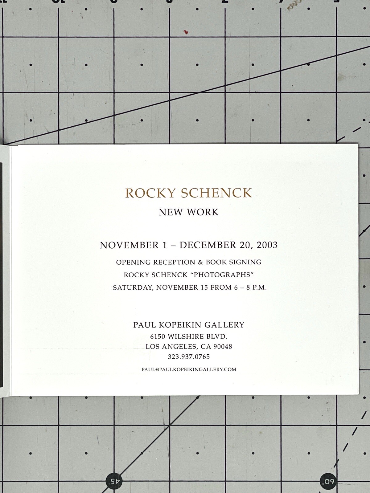 Rocky Schenk (b. 1955) Art Announcement Card 2003 Los Angeles CA